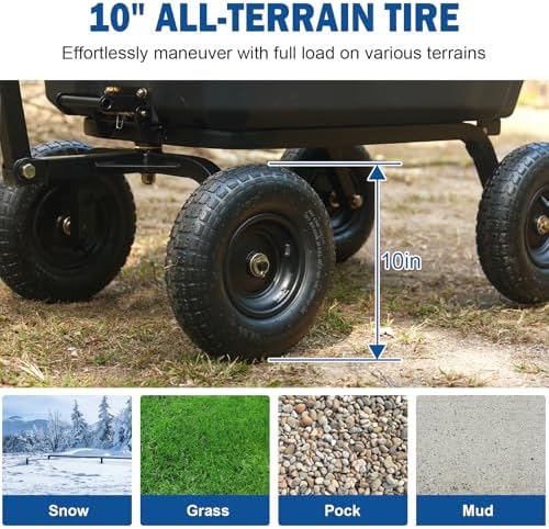 900 lbs Poly Garden Dump Cart, 5 Cu.Ft Wheelbarrow Cart with 10" All Terrain Wheels & Quick-Release System, alternate view 7