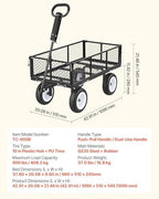 900 LBS Steel Garden Cart, 2 in 1 Handle, Heavy Duty Pullable Garden Wagon with 10" Flat-Free Tires, Outdoor, alternate view