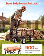 900 LBS Steel Garden Cart, 2 in 1 Handle, Heavy Duty Pullable Garden Wagon with 10" Flat-Free Tires, Outdoor, alternate view