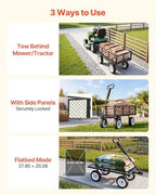 900 LBS Steel Garden Cart, 2 in 1 Handle, Heavy Duty Pullable Garden Wagon with 10" Flat-Free Tires, Outdoor, alternate view