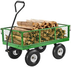900 Lbs Steel Garden Cart on Wheels, Heavy Duty Pullable Garden Wagon Yard Cart, Outdoor Metal Utility Wagon