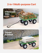 900 Lbs Steel Garden Cart on Wheels, Heavy Duty Pullable Garden Wagon Yard Cart, Outdoor Metal Utility Wagon, alternate view