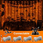 900 LED Orange Curtain Lights, 29.6×9.8ft Halloween Lights with Plug in, 8 Modes Hanging String Lights for, alternate view 7