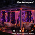 900 LED Orange Purple Curtain Lights, 29.4×9.8ft Halloween Curtain Lights with Plug in, 8 Modes Hanging String, alternate