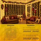 900 LED Warm White Curtain Lights, 29.4×9.8ft Christmas Curtain Lights with Plug in, 8 Modes Hanging String, alternate view 3