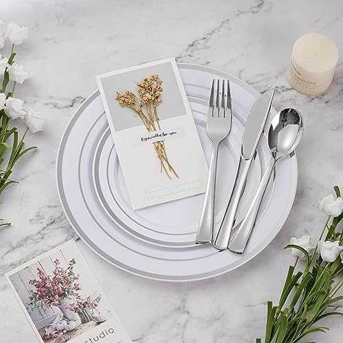 900PCS Silver Dinnerware Set for 150 Guests in 150 Guests in Silver, alternate view 2