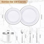 900PCS Silver Dinnerware Set for 150 Guests in 150 Guests in Silver, alternate view 3