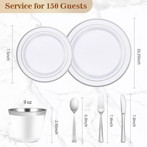 900PCS Silver Dinnerware Set for 150 Guests in 150 Guests in Silver, alternate view 3