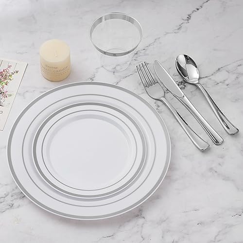 900PCS Silver Dinnerware Set for 150 Guests in 150 Guests in Silver, alternate view 4