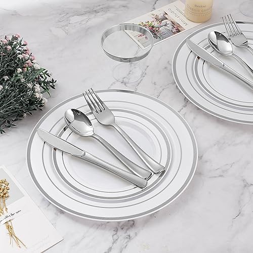 900PCS Silver Dinnerware Set for 150 Guests in 150 Guests in Silver, alternate view 6