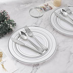 900PCS Silver Dinnerware Set for 150 Guests in 150 Guests in Silver, alternate view 6