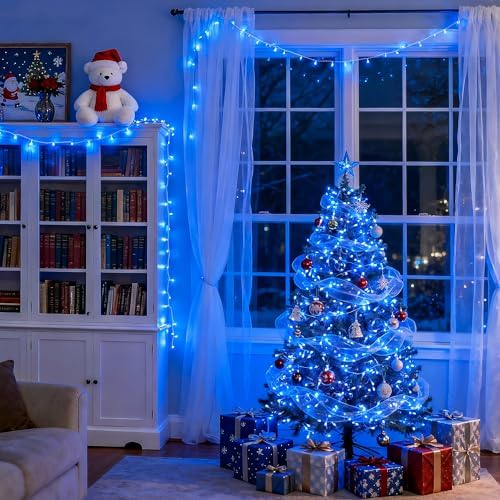 91.5ft Connectable 250 LED Blue Christmas String Lights Indoor, alternate view 4