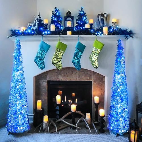91.5ft Connectable 250 LED Blue Christmas String Lights Indoor, alternate view 5