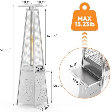 91" Pyramid Patio Heater Outdoor, 42,000 BTU Propane Flame Tower, alternate view 2