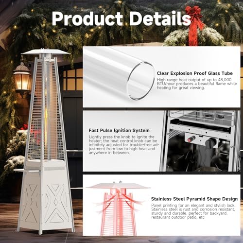 91" Pyramid Patio Heater Outdoor, 42,000 BTU Propane Flame Tower, alternate view 5