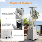 91" Pyramid Patio Heater Outdoor, 42,000 BTU Propane Flame Tower, alternate view 6