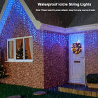 95FT Christmas Icicle Lights Outdoor Non-Connectable Blue, alternate view 4