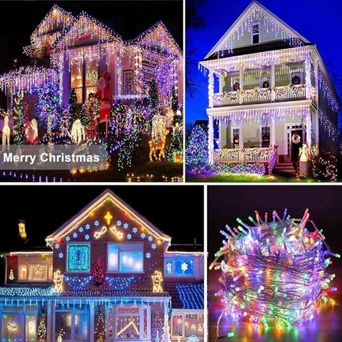 95FT Christmas Icicle Lights Outdoor Non-Connectable Multicolor, alternate view 5