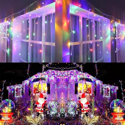 95FT Christmas Icicle Lights Outdoor Non-Connectable Multicolor, alternate view 6