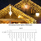 95FT Christmas Icicle Lights Outdoor Non-Connectable Warm White, alternate view 2