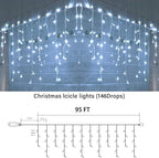 95FT Christmas Icicle Lights Outdoor Non-Connectable White, alternate view 3