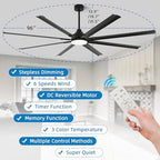 96 Inch Industrial Ceiling Fan with Light and Remote Control, Large Ceiling Fans with 8 Reversible Aluminum, alternate view 2