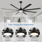 96 Inch Industrial Ceiling Fan with Light and Remote Control, Large Ceiling Fans with 8 Reversible Aluminum, alternate view 4