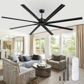 96 Inch Industrial Ceiling Fan without Light, 8 Aluminum Blades in Black