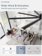 96 Inch Industrial Ceiling Fan without Light, 8 Aluminum Blades in Black, alternate view 4