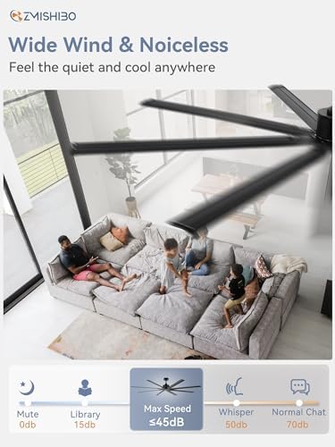 96 Inch Industrial Ceiling Fan without Light, 8 Aluminum Blades in Black, alternate view 4