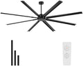 96 Inch Industrial Ceiling Fan Without Light, Aluminum Blades, Black in Black