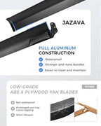 96 Inch Industrial Ceiling Fan Without Light, Aluminum Blades, Black in Black, alternate view 6