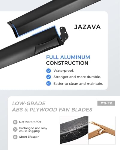 96 Inch Industrial Ceiling Fan Without Light, Aluminum Blades, Black in Black, alternate view 6