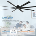 96 Inch Industrial Ceiling Fans without Lights, Large Ceiling Fan with 8 Reversible Aluminum Blades, 6 Speed, alternate view
