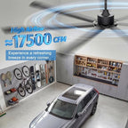 96'' Industrial Ceiling Fan No Light for Workshop, Black in Black, alternate view 2