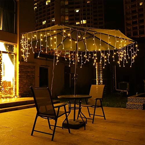 96 LED Icicle Lights for Outside, Warm White 11.4 FT Long in Warm White, alternate view 2