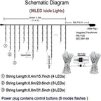 96 LED Icicle Lights for Outside, Warm White 11.4 FT Long in Warm White, alternate view 3