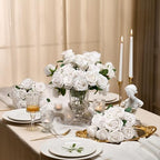 96 PCS White Roses, Velvet Realistic Fake Flowers w/Stems in White, alternate view 5