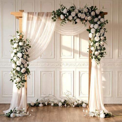 96 PCS White Roses, Velvet Realistic Fake Flowers w/Stems in White, alternate view 6