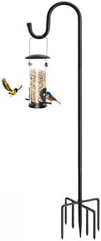 96" Shepherds Hooks for Outdoor, Heavy Duty Garden Bird Feeder Pole Hanging Bird Feeder, Solar Light Lanterns