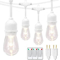 96FT(2x48FT) 3 Colors LED Outdoor String Lights with Remote, White in 2x48FT in White