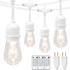 96FT(2x48FT) 3 Colors LED Outdoor String Lights with Remote, White in 2x48FT in White