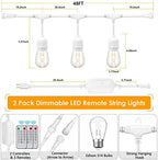 96FT(2x48FT) 3 Colors LED Outdoor String Lights with Remote, White in 2x48FT in White, alternate view 2