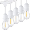 96FT(48×2) Outdoor String Lights, Commercial Grade Heavy Duty White Wire Patio Light with Dimmable S14