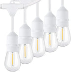 96FT(48×2) Outdoor String Lights, Commercial Grade Heavy Duty White Wire Patio Light with Dimmable S14