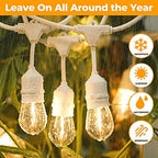96FT(48×2) Outdoor String Lights, Commercial Grade Heavy Duty White Wire Patio Light with Dimmable S14, alternate view 2