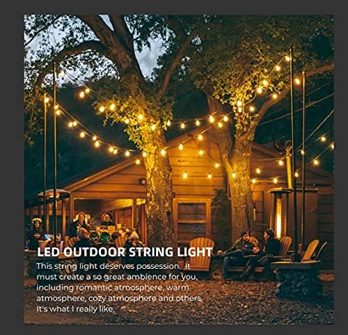 96FT(48×2) Outdoor String Lights, Commercial Grade Heavy Duty White Wire Patio Light with Dimmable S14, alternate view 4