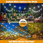 96FT(48×2) Outdoor String Lights, Commercial Grade Heavy Duty White Wire Patio Light with Dimmable S14, alternate view 5