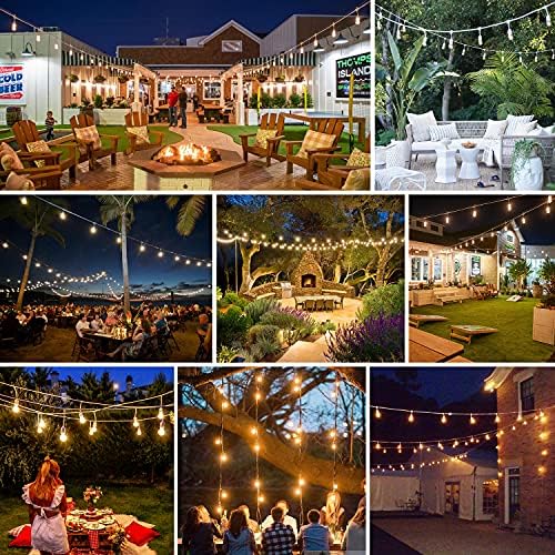 96FT(48×2) Outdoor String Lights, Commercial Grade Heavy Duty White Wire Patio Light with Dimmable S14, alternate view 7