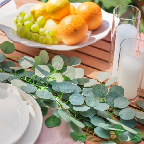 96Pcs Eucalyptus Garland, Artificial Eucalyptus Leaves Table Greenery Garland Wreath Vines for Wedding Party, alternate view